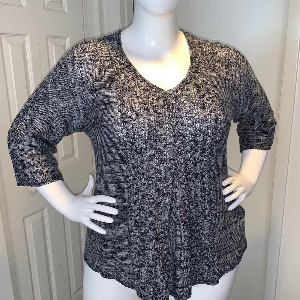Live and Let Live navy/white V-neck sweater 3X